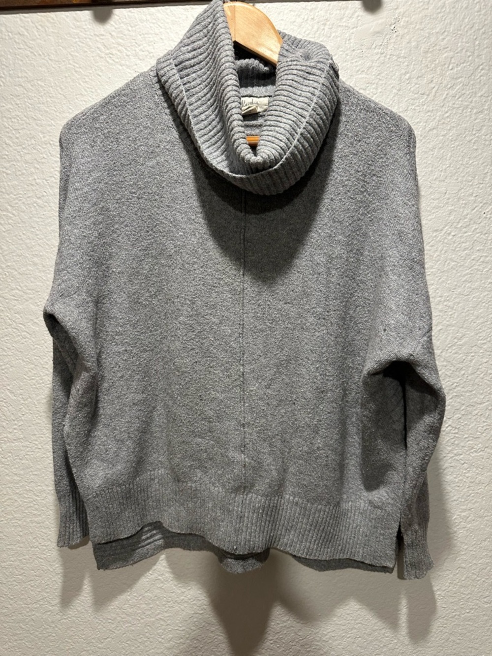 Kaisley Heather Gray Cowl Neck Center Seam High-Low Sweater - Picture 2 of 10